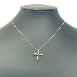 TIFFANY Co Silver Open Cross Necklace